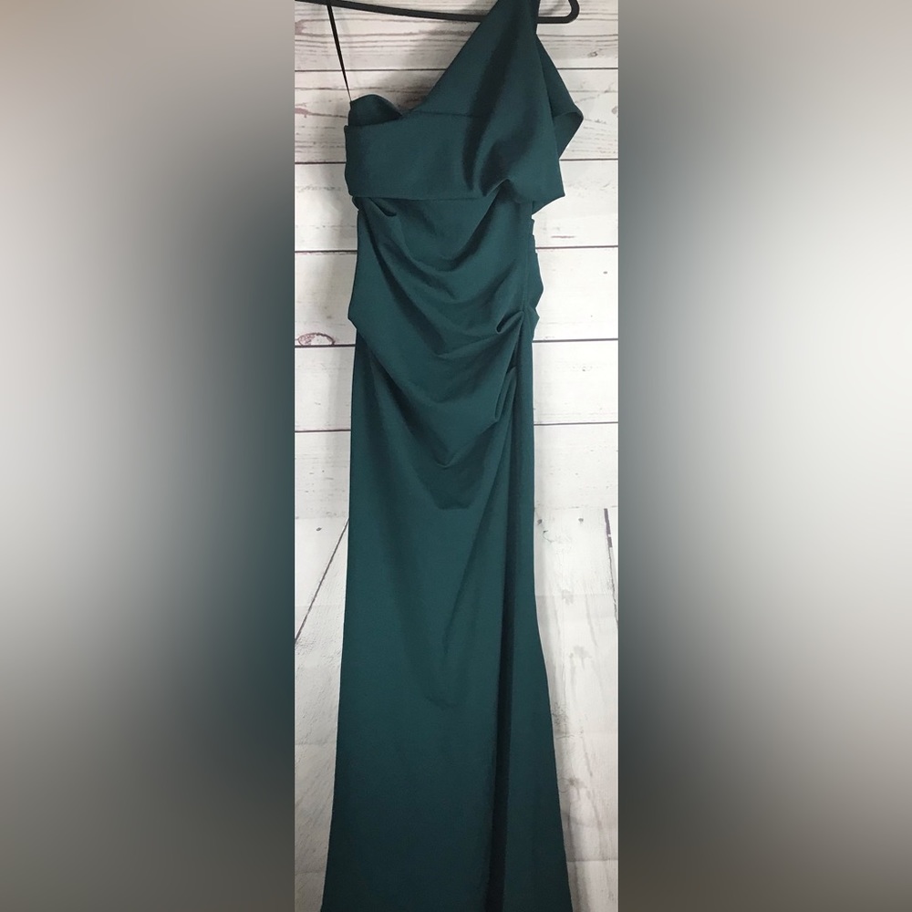 Betsy & Adam One Shoulder Green Dress - 4